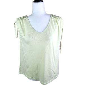 Bobi Los Angeles Mellow Yellow Shoulder gathered Muscle Tee